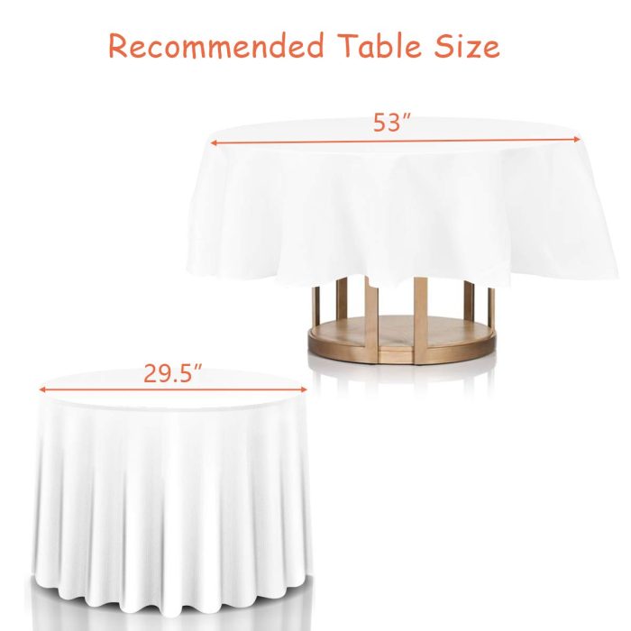 10 Pcs Round White Tablecloth 120-Inch, Premium Polyester Table Cover (White, 120") - 90" - Image 1