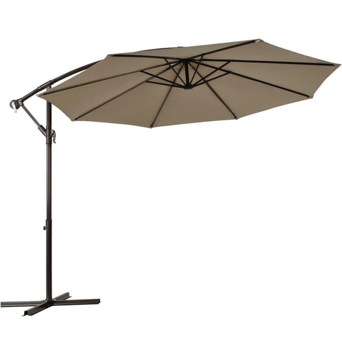 10ft Offset Patio Umbrella Cantilever Umbrella - Tan - Image 1