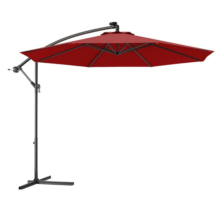 10ft Offset Patio Umbrella Cantilever Umbrella - Burgundy - Image 1