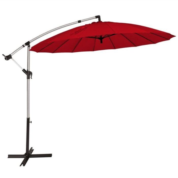 10FT Patio Offset Umbrella, Cantilever Outdoor Umbrella with Easy Tilt Adjustment - Red - Image 1