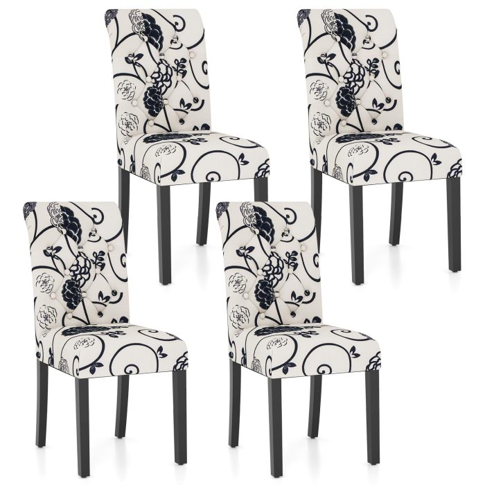 Upholstered Accent Dining Chairs Set of 2 - Flower 4 - Image 1