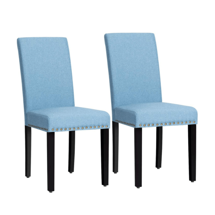 Upholstered Dining Chairs Set of 2 or 4, Fabric Side Chairs w/Wood Legs - 2 Blue - Image 1