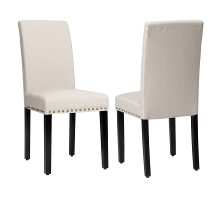 Upholstered Dining Chairs Set of 2 or 4, Fabric Side Chairs w/Wood Legs - 2 Beige