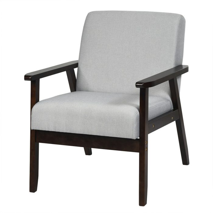Mid-Century Modern Accent Chair for Living Room - Light Grey 1 - Image 1