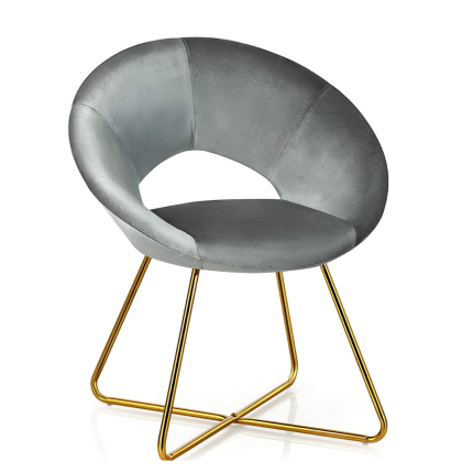 Modern Velvet Accent Chair, Comfy Cute Upholstered Vanity Desk Chair - Grey Set of 1
