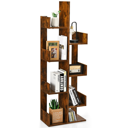 Wooden Bookcase, Tree-Shaped Modern Display Bookshelf - Brown