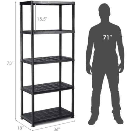 5-Tier Ventilated Shelving Storage Rack - 36"L X 18"W X 73"H 2