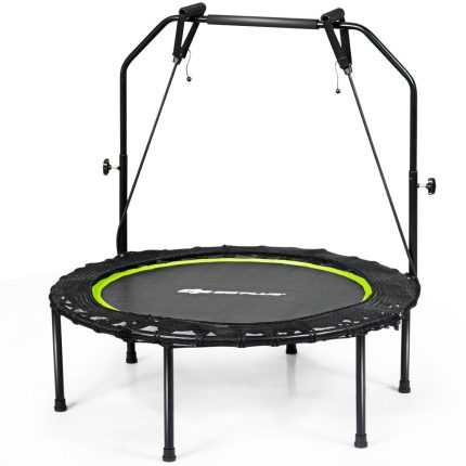 40" Foldable Indoor and Outdoor Mini Fitrness Trampoline with Adjustable Handle - Green