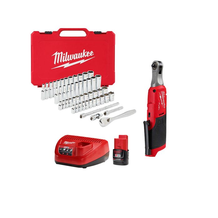 Milwaukee 2566-21S M12 FUEL 1/4" Ratchet Kit w/ 50 PC Socket Set - Image 1