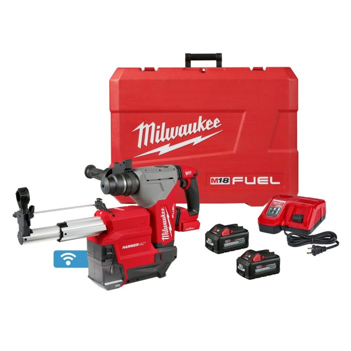 Milwaukee 2915-22DE M18 FUEL 18V 1-1/8" SDS Plus Rotary Hammer HAMMERVAC Kit - Image 1