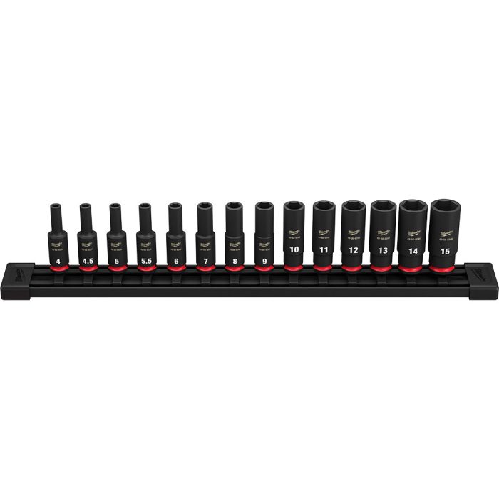 Milwaukee 49-66-7003 1/4" Drive Metric Deep 6 Point Impact Socket Set -14 PC - Image 1