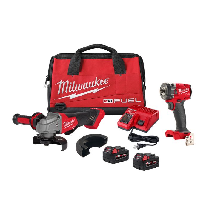Milwaukee 2991-22 M18 FUEL 18V Compact Impact Wrench / Grinder Combo Kit - Image 1