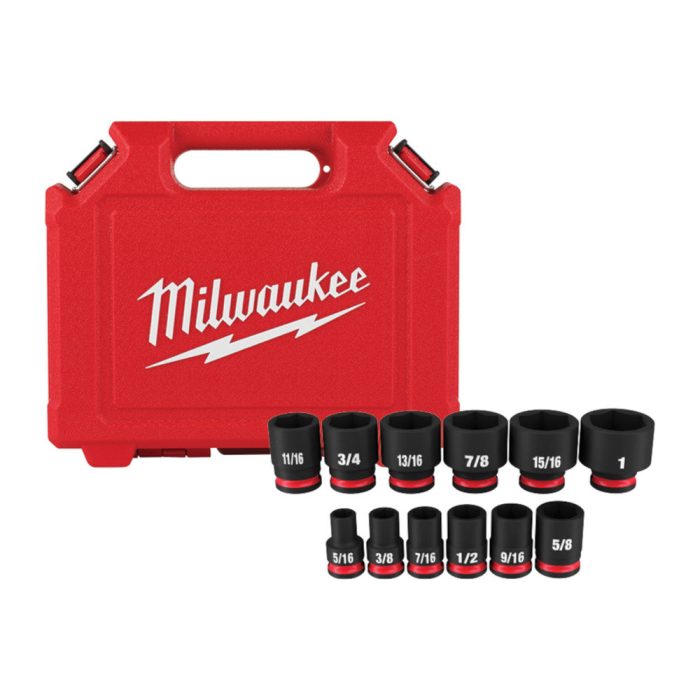Milwaukee 49-66-7005 3/8" Drive SAE Standard 6 Point Impact Socket Set - 12 PC - Image 1