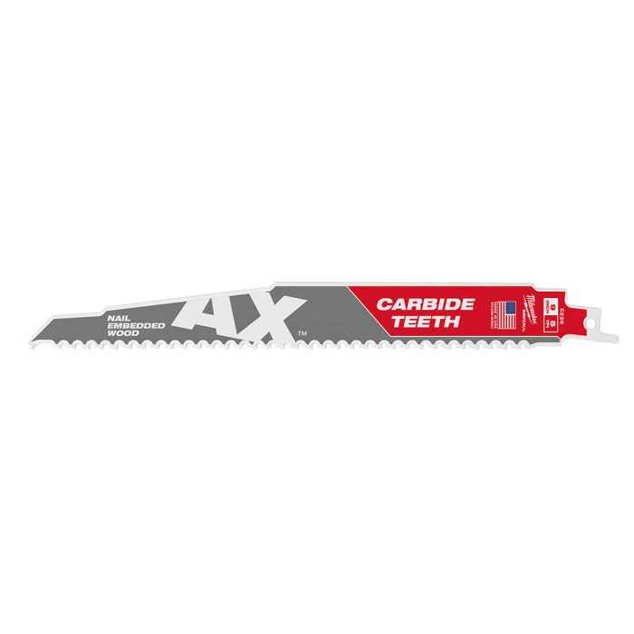 Milwaukee 48-00-5226  9" 5T SAWZALL BLADE The AX w/ Carbide Teeth Wood Blades - Image 1