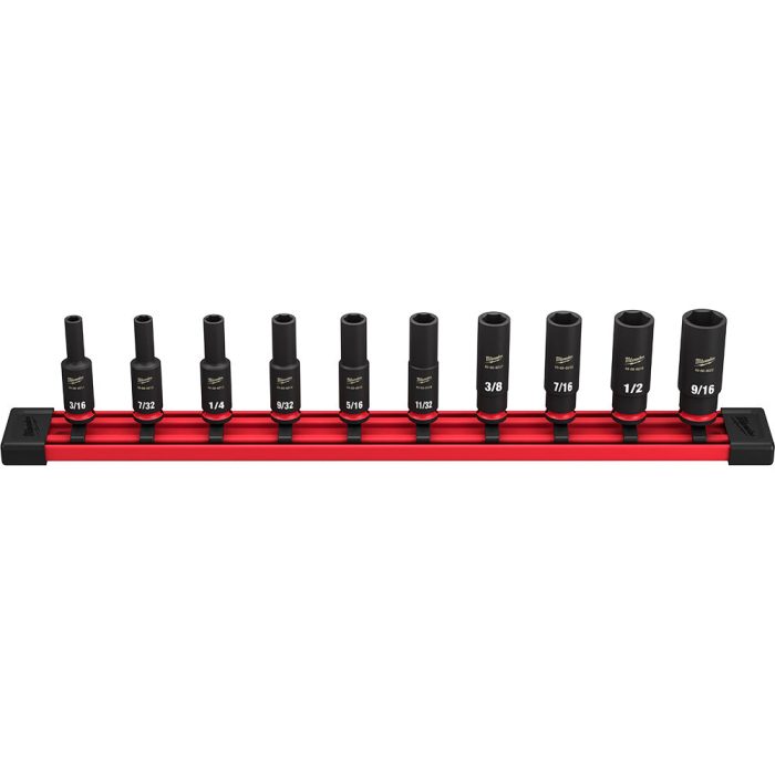 Milwaukee 49-66-7001 1/4" Drive SAE 6 Point Deep Impact Socket Set - 10 PC - Image 1