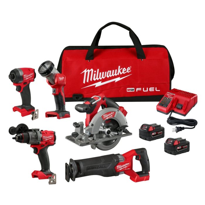 Milwaukee 3697-25 M18 FUEL 18V 5 Tool Cordless Brushless Li-Ion Combo Kit - Image 1