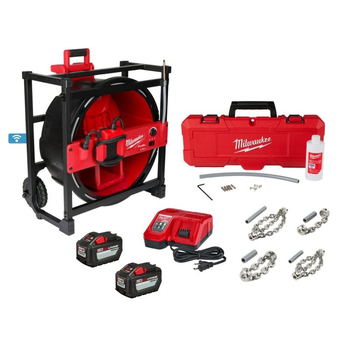 Milwaukee 2819-22 M18 FUEL 18V High Speed Chain Snake Kit for 1-1/2" – 4" Pipes - Image 1