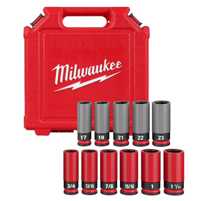 Milwaukee 49-66-7833 SHOCKWAVE 1/2" SAE/Metric Lug Nut Wheel Socket Set - 11 PC - Image 1