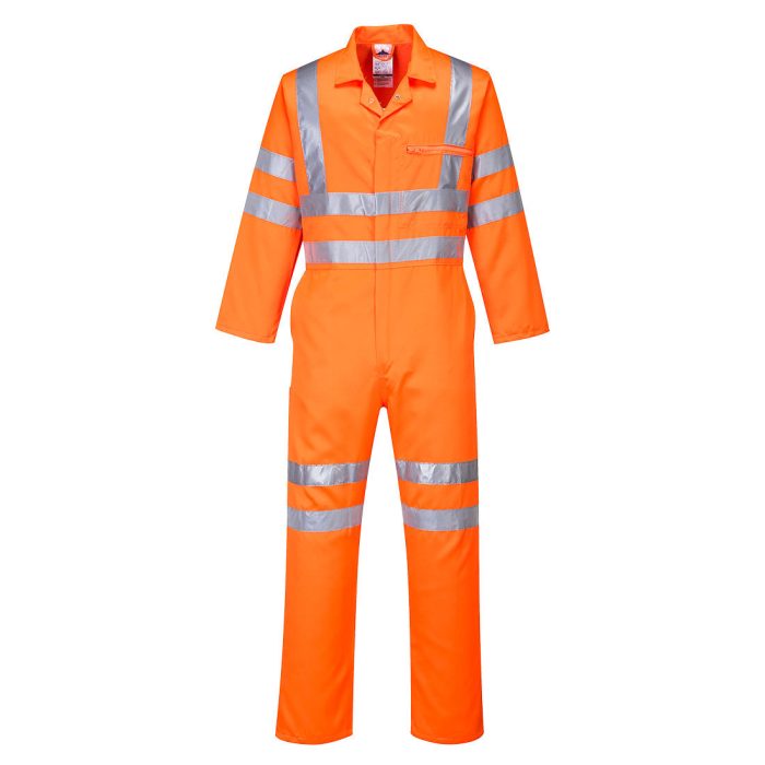 Hi-Vis Railtrack Poly Cotton Coverall - Orange - Image 1