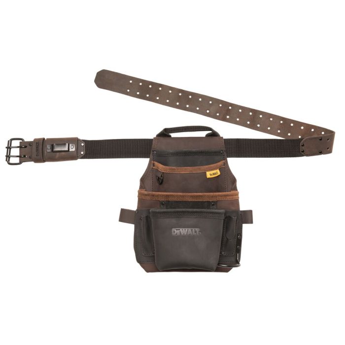 DeWALT DWST550115 Durable Leather Construction Tool Pouch w/ Belt - Image 1