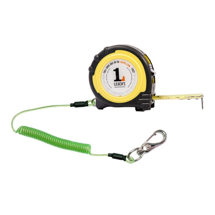 Leach’s 5m Tape Measure with Green Deluxe Tool Tether - Image 1