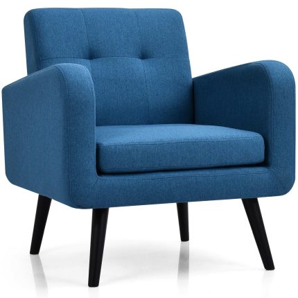 Giantex Set of 2 Modern Upholstered Accent Chairs - Navy 1