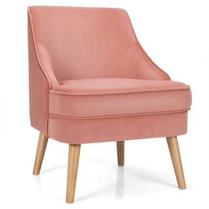 Giantex Mid Century Single Sofa Chair w/Rubber Wood Legs - Pink 1
