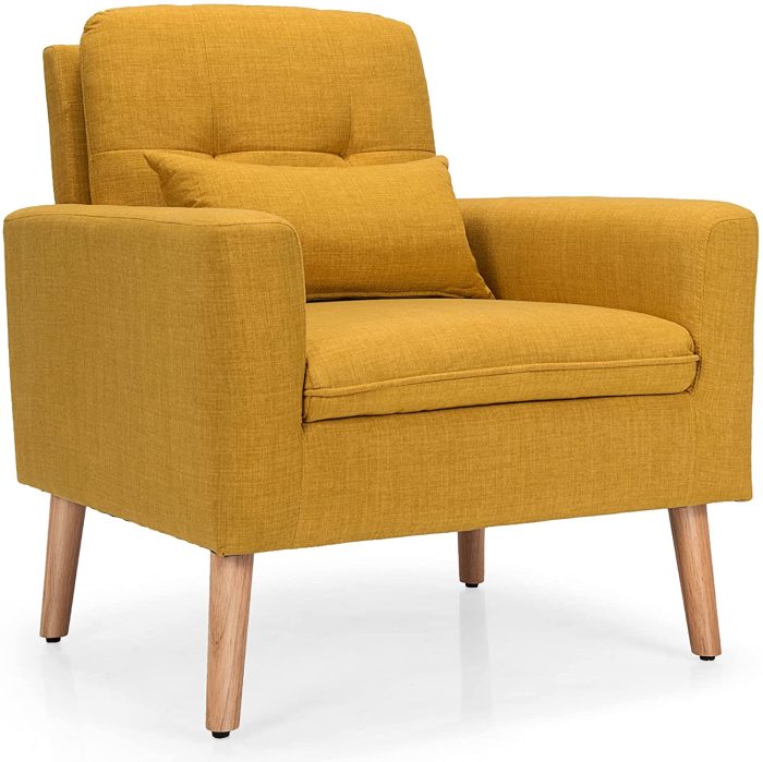 Giantex Modern Leisure Chair for Living Room Bedroom Office - Yellow 1 - Image 1