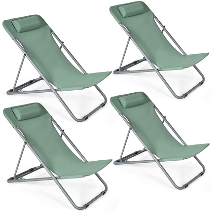 Giantex Beach Chair for Adults Camping Chair Set - 4 Green