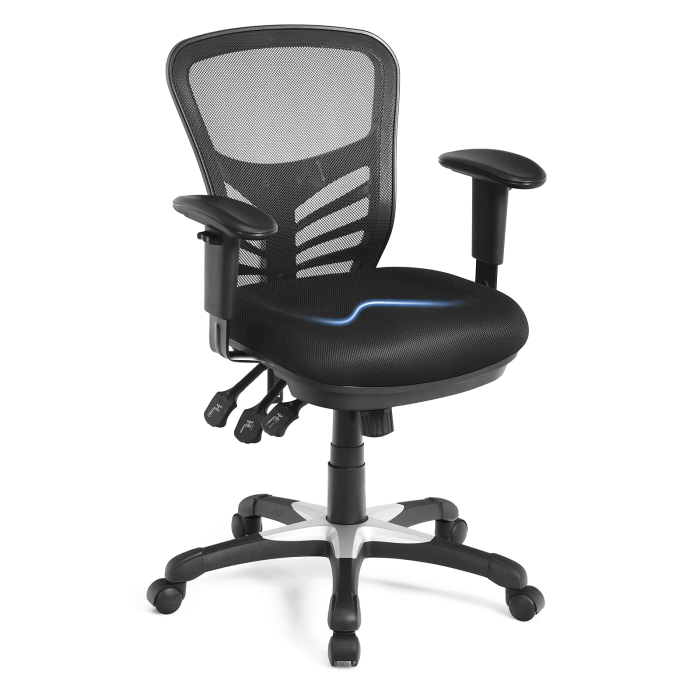 Giantex Seat Tilt Adjustment Office Chair for Working Studying Gaming - Black - Image 1