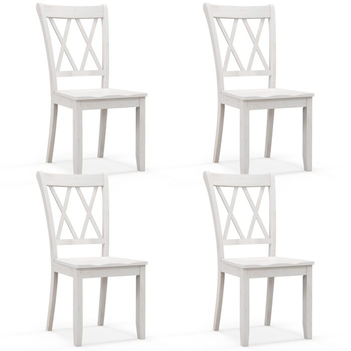 Giantex Rubber Wood Dining Room Side Chair - 4 White - Image 1