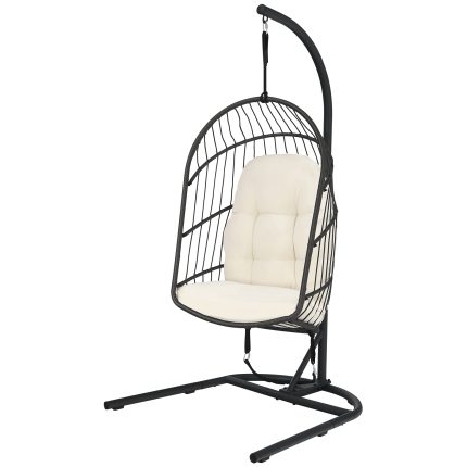 Giantex Hanging Egg Chair with Stand - Beige