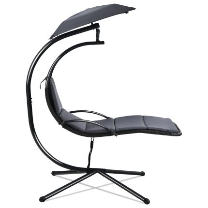 Giantex Hanging Arc Chaise Hammock for Patio Poolside Backyard Garden Porch - Grey