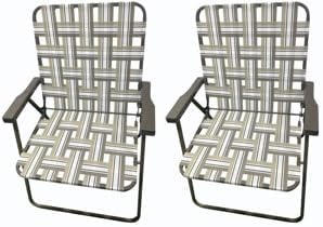 Giantex Folding Lawn Chairs Set of 6 Outdoor Portable Beach Chair W/Stable Steel Frame - Khaki 2 Pack