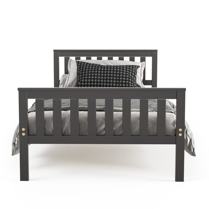 Easy Assembly Twin Size Wood Platform Bed with Headboard - Image 1
