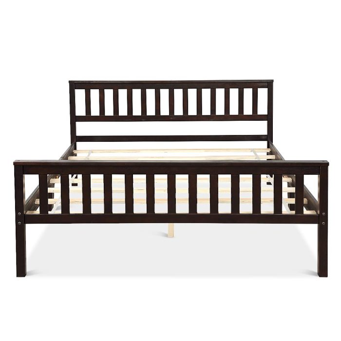 Giantex Wood Slats Great Support with Six Legs, No Box Spring Needed, Antique Espresso (Queen) - Image 1