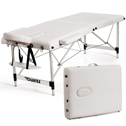 Giantex Portable Massage Table 84inch, Folding Lash Bed Aluminium Frame - White