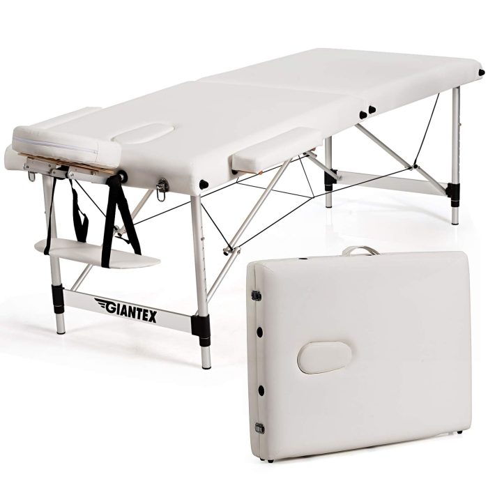 Giantex Portable Massage Table 84inch, Folding Lash Bed Aluminium Frame - White - Image 1