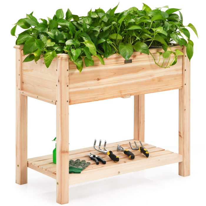 Outdoor Planter Box W/Shelf for Garden Patio Backyard - Image 1
