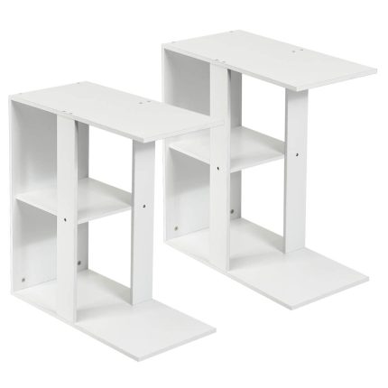 Giantex End Table C Shaped Side Table with Storage Shelf Snack Table TV Tray for Coach - 2
