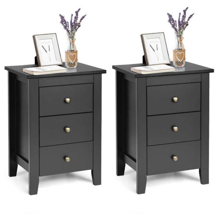 Suitable for Bedroom Bedsides Table Accent Table End Table - 2 Black - Image 1