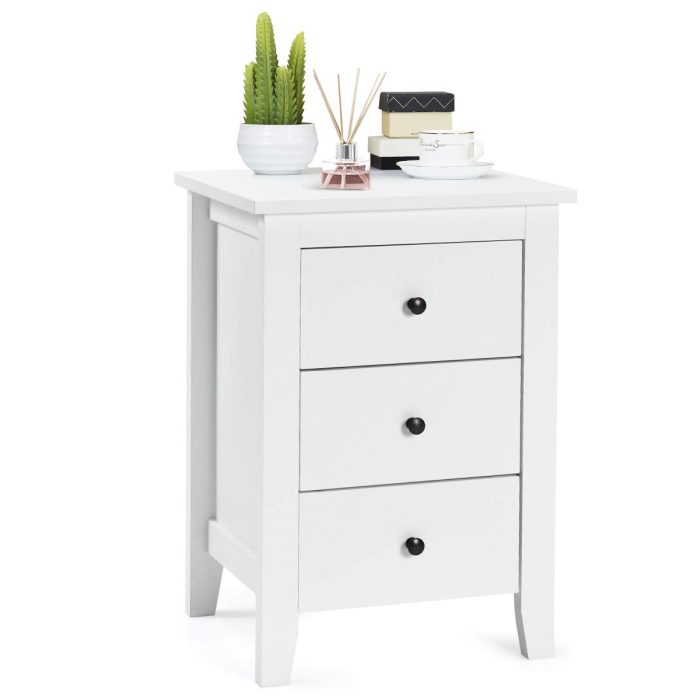 Suitable for Bedroom Bedsides Table Accent Table End Table - 1 White - Image 1