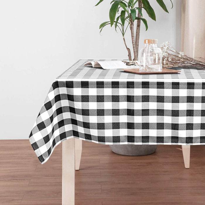 Giantex Decorative Buffalo Plaid Table Cover for Kitchen Dining Wedding Party - Black - Image 1