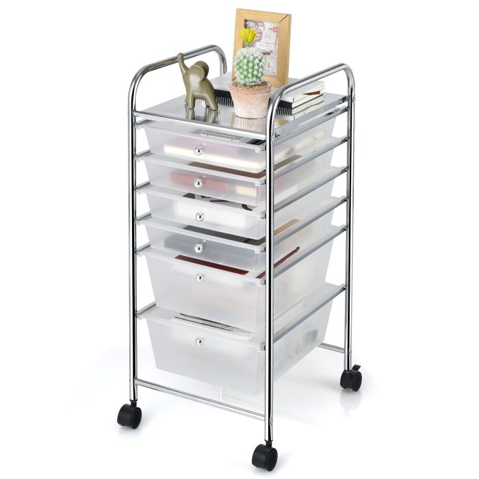 Giantex 6 Storage Drawer Cart Rolling Organizer Cart for Tools - Clean - Image 1