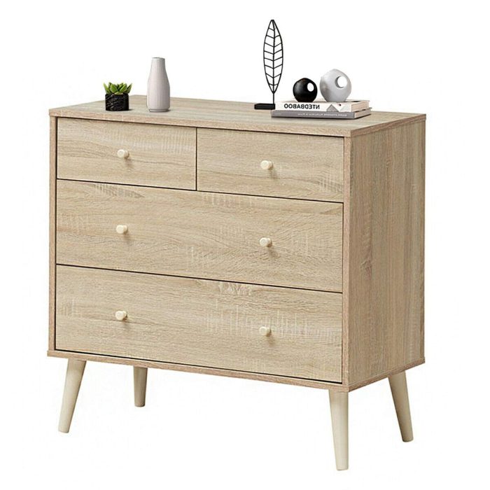 Giantex 4-Drawer Dresser, Free-Standing Chest Wood Legs and Sliding Rail - Natural - Image 1