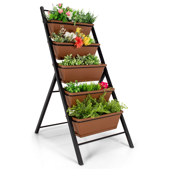 Elevated Garden Beds with Water Drainage Hole - Brown 1 - Image 1