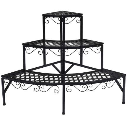 Giantex Corner Plant Stand, 3 Tier Metal Flower Holder, Ladder Potted Corner Shelf
