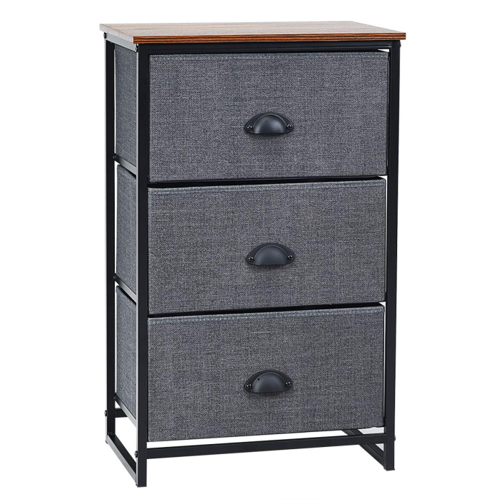 Giantex Dresser Storage Tower Nightstand W/Fabric Drawers - Black 3 Drawers - Image 1