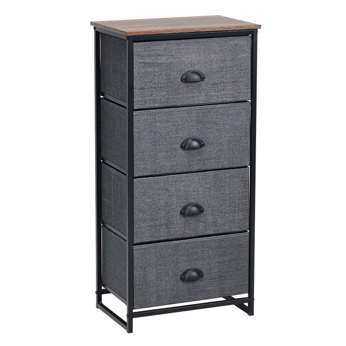 Giantex Dresser Storage Tower Nightstand W/Fabric Drawers - Black 4 Drawers - Image 1