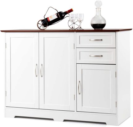 Giantex Buffet Server Sideboard Storage Cabinet Console Table Utensils Organizer - White